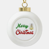 Merry KerstAngel rood script Keramische Bal Ornament (Voorkant)
