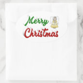 Merry KerstAngel rood script Ovale Sticker (Tas)