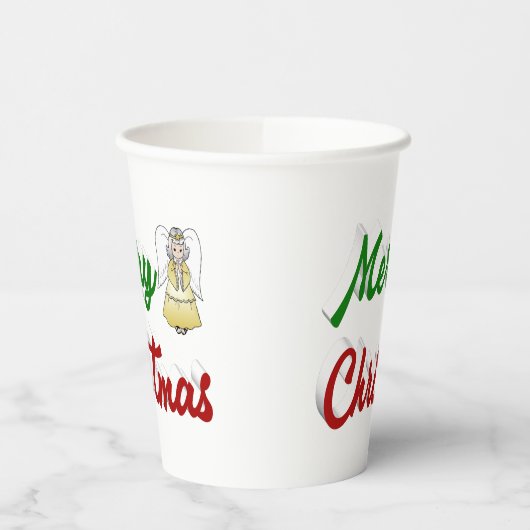 Merry KerstAngel rood script Papieren Bekers (Links)