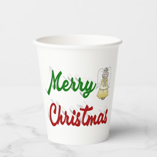 Merry KerstAngel rood script Papieren Bekers (Voorkant)