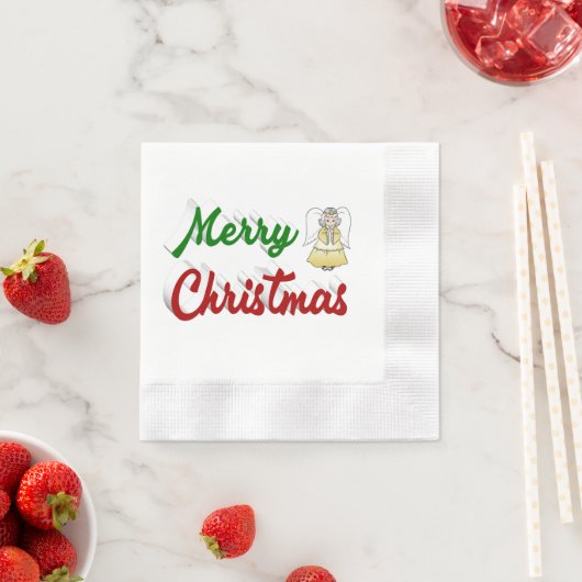 Merry KerstAngel rood script Servet (Insitu)