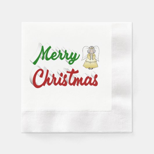 Merry KerstAngel rood script Servet (Voorkant)