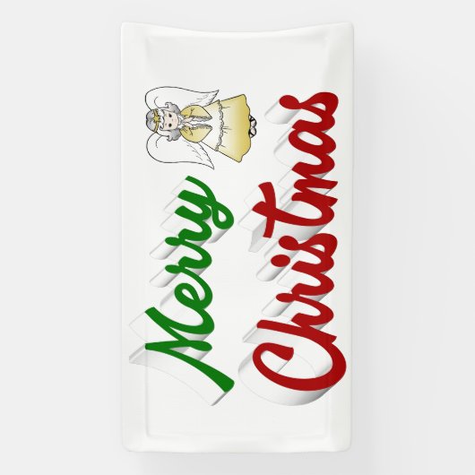 Merry KerstAngel rood script Spandoek (Verticaal)