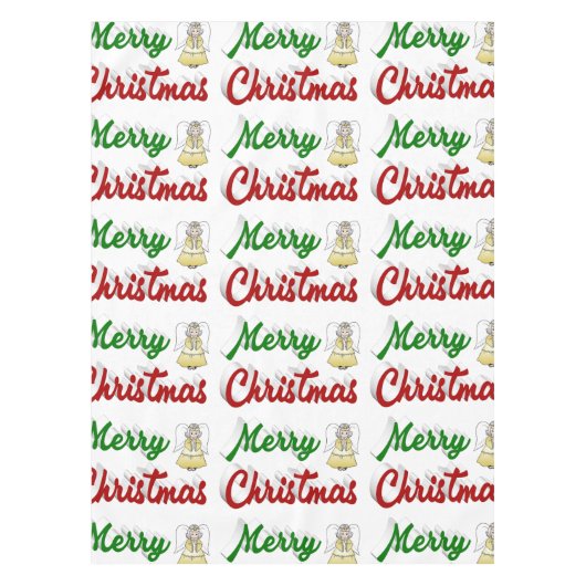 Merry KerstAngel rood script Tafelkleed (Voorkant)