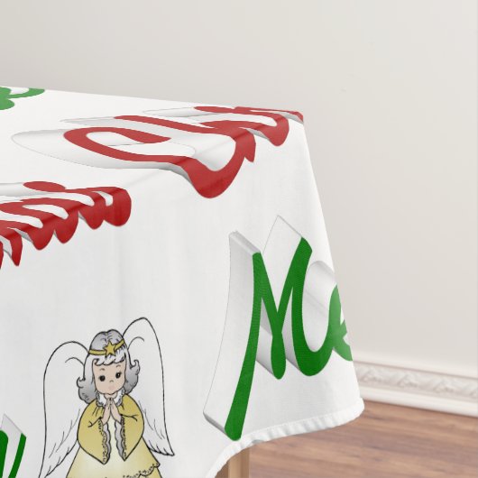 Merry KerstAngel rood script Tafelkleed (Voorbeeld)