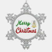 Merry KerstAngel rood script Tin Sneeuwvlok Ornament (Voorkant)
