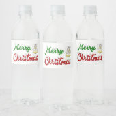 Merry KerstAngel rood script Waterfles Etiket (Flessen)