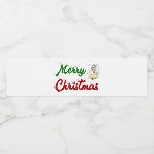Merry KerstAngel rood script Waterfles Etiket (Enkel label)