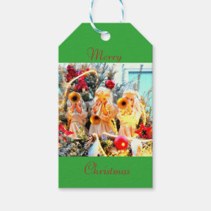 Merry Kerstangels trompetseren Cadeaulabel