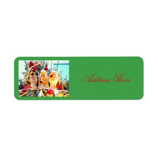 Merry Kerstangels trompetseren Etiket (Voorkant)