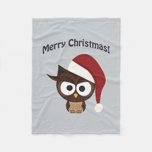 Merry KerstAngry Owl Fleece Deken (Voorkant)