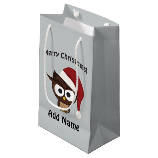 Merry KerstAngry Owl Klein Cadeauzakje (Voorkant Gekanteld)