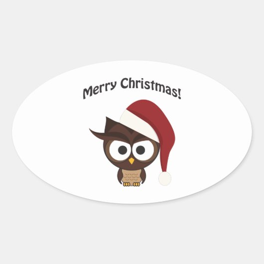 Merry KerstAngry Owl Ovale Sticker (Voorkant)