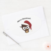 Merry KerstAngry Owl Ovale Sticker (Envelop)