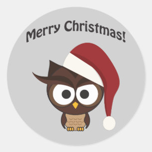 Merry KerstAngry Owl Ronde Sticker