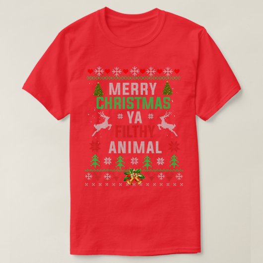 Merry KerstAnimal Filthy Ya Shirt Funny Xmas (Design voorkant)