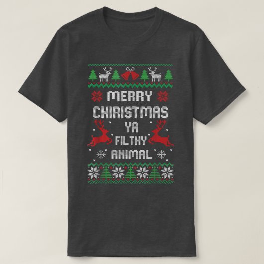 Merry KerstAnimal Filthy Ya T-Shirt (Design voorkant)