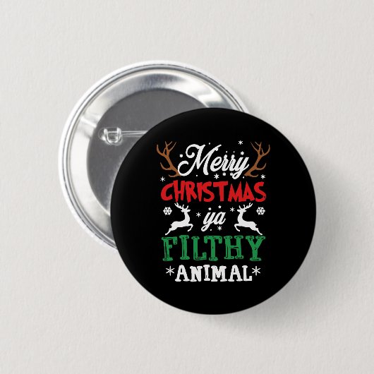 Merry KerstAnimal Filthy Ya Xmas Pajama Ronde Button 5,7 Cm (Voorkant /achterkant)