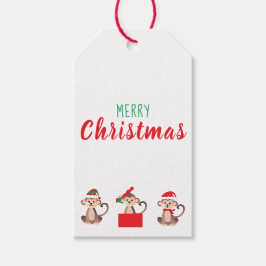 Merry Kerstapenpatroon Cadeaulabel (Voorkant)