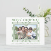 Merry kerstArt Deco Foto Lijst Green Feestdagenkaart (Staand voorkant)