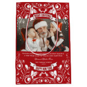 Merry kerstArt Nouveau Floral Flourish Foto Medium Cadeauzakje (Voorkant)