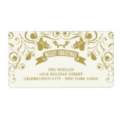 Merry kerstArt Nouveau Floral Holiday Adres Etiket (Voorkant)