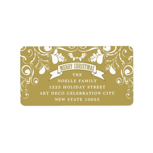 Merry kerstArt Nouveau Floral Holiday Adres Etiket (Voorkant)