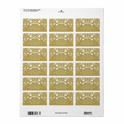 Merry kerstArt Nouveau Floral Holiday Adres Etiket (Full Sheet)