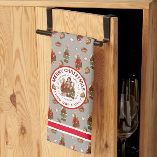 Merry Kerstbakken Bunny Family Kitchen Towel Theedoek (Derde Gevouwen)