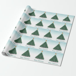 Merry kerstballen Tree Pastel Design Cadeaupapier