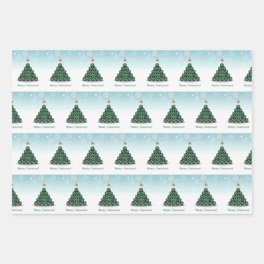 Merry kerstballen Tree Pastel Design Inpakpapier Vel (Voorkant 2)