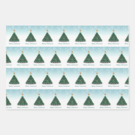 Merry kerstballen Tree Pastel Design Inpakpapier Vel