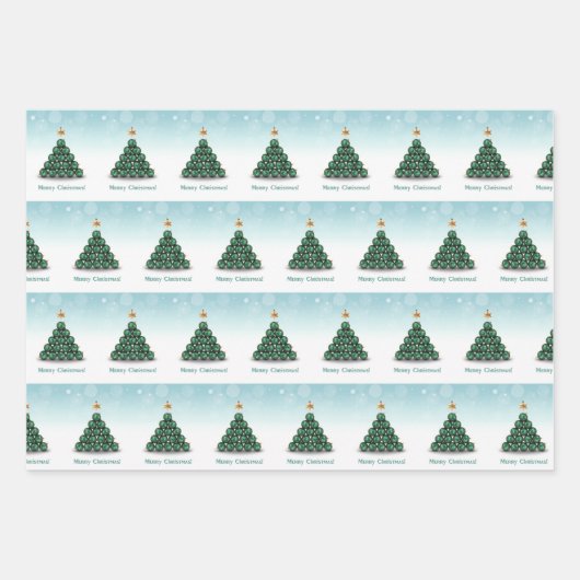 Merry kerstballen Tree Pastel Design Inpakpapier Vel (Voorkant)