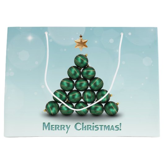 Merry kerstballen Tree Pastel Design Large Cadeautasje (Voorkant)