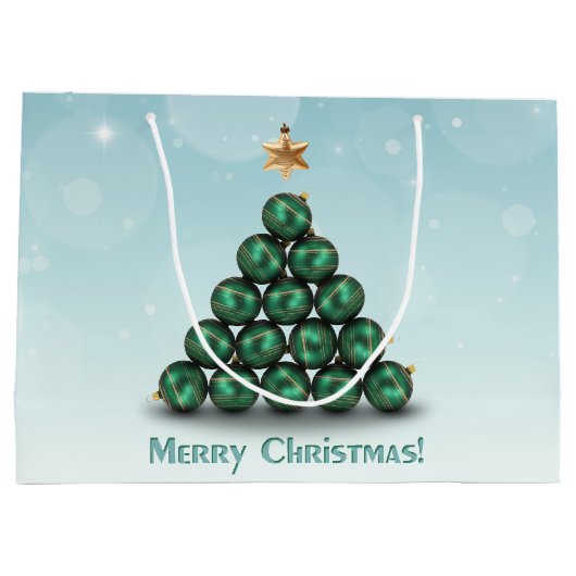 Merry kerstballen Tree Pastel Design Large Cadeautasje (Achterkant)