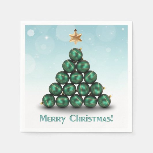 Merry kerstballen Tree Pastel Design Servetten (Voorkant)