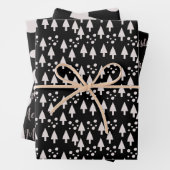 Merry kerstballen Trees Black Pink Pattern Inpakpapier Vel (In situ)