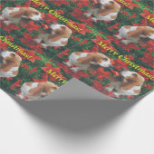 Merry Kerstbasset Hound Cadeaupapier (Hoek)