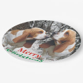 Merry Kerstbasset Hounds Papieren Bordje (Gekanteld)