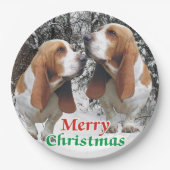 Merry Kerstbasset Hounds Papieren Bordje (Voorkant)