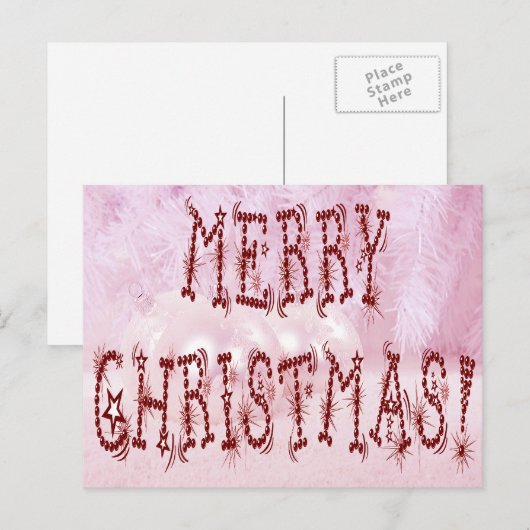 Merry KerstBauble en Stars Font Feestdagenkaart (Voorkant / Achterkant)