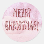 Merry KerstBauble en Stars Font Ronde Sticker (Voorkant)