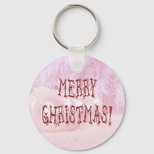 Merry KerstBauble en Stars Font Sleutelhanger (Voorkant)