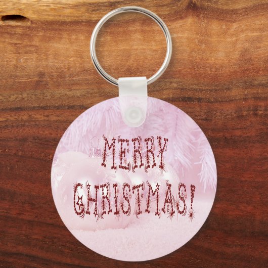 Merry KerstBauble en Stars Font Sleutelhanger (Voorkant)