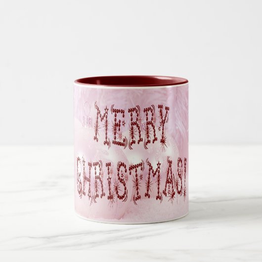 Merry KerstBauble en Stars Font Tweekleurige Koffiemok (Center)