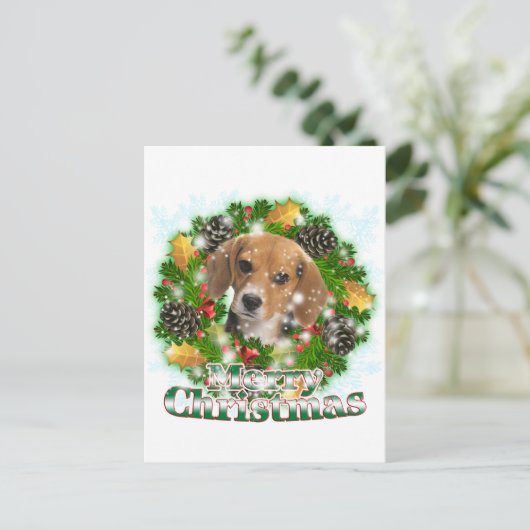 Merry Kerstbeagle Feestdagenkaart (Staand voorkant)