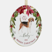 Merry Kerstbeagle | Voeg de foto van uw hond toe Keramisch Ornament (Rechts)