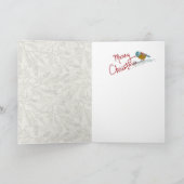 Merry Kerstbeieren Floral Grey Green Feestdagen Kaart (Binnen)