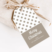 Merry Kerstbeige Brown Taupe Polka Dots Cadeaulabel