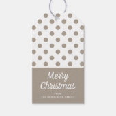 Merry Kerstbeige Brown Taupe Polka Dots Cadeaulabel (Voorkant)